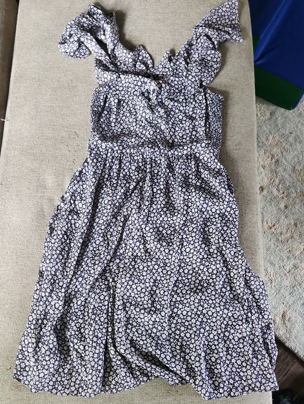Rebecca Taylor Navy and White Floral Silk Dress